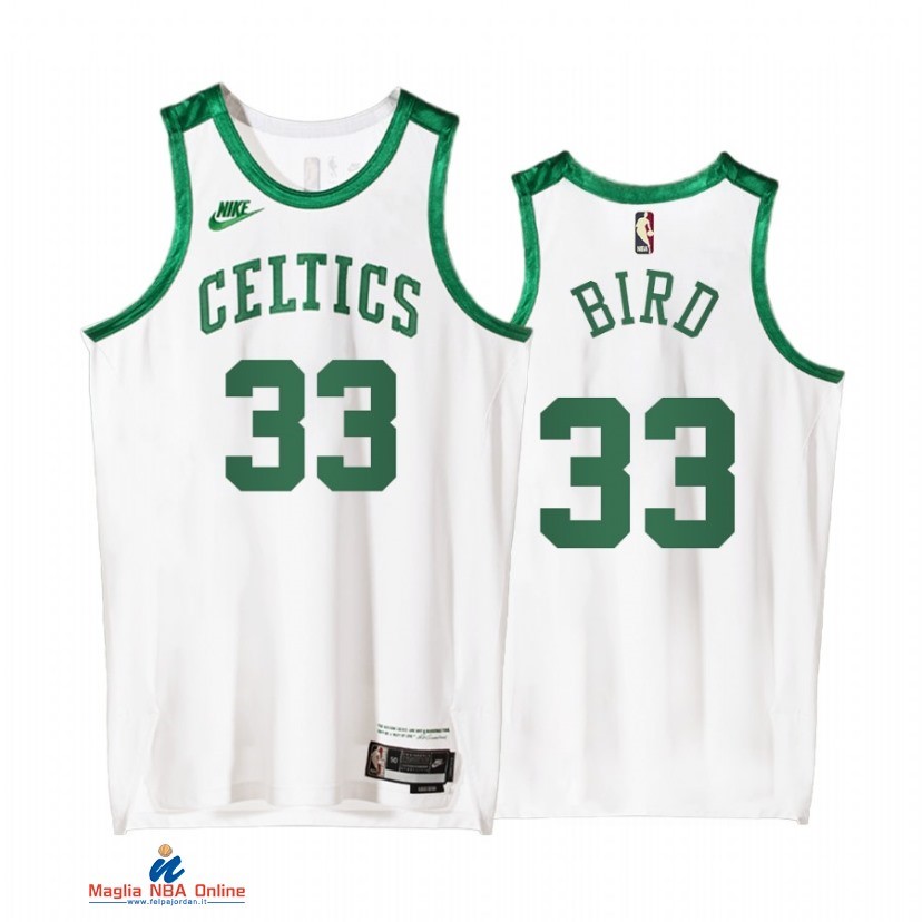 Maglia NBA Nike Boston Celtics NO.33 Larry Bird 75th Anniversary Bianco Classic 2021