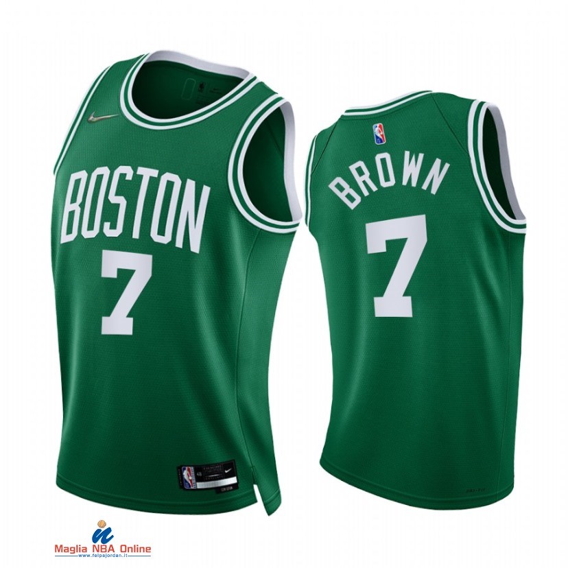 Maglia NBA Nike Boston Celtics NO.7 Jaylen Brown 75th Season Diamante Verde Icon 2021-22