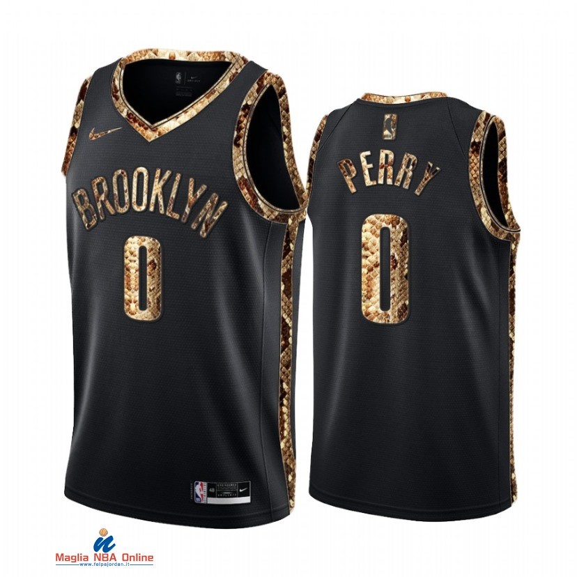 Maglia NBA Nike Brooklyn Nets NO.0 Reggie Perry Piel De Pitón Nero 2021-22