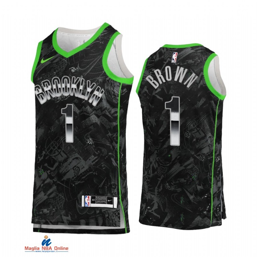 Maglia NBA Nike Brooklyn Nets NO.1 Bruce Brown Select Series Nero Camouflage 2021