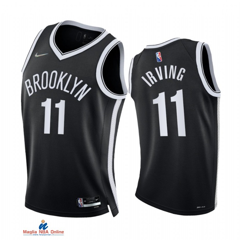 Maglia NBA Nike Brooklyn Nets NO.11 Kyrie Irving 75th Season Diamante Nero Icon 2021-22