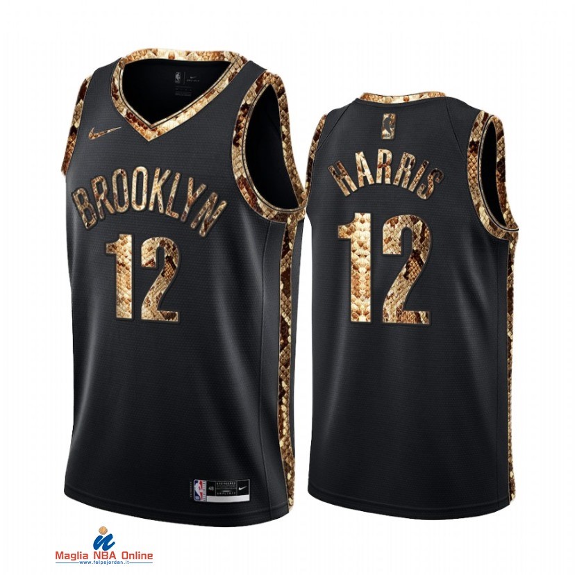 Maglia NBA Nike Brooklyn Nets NO.12 Joe Harris Piel De Pitón Nero 2021-22