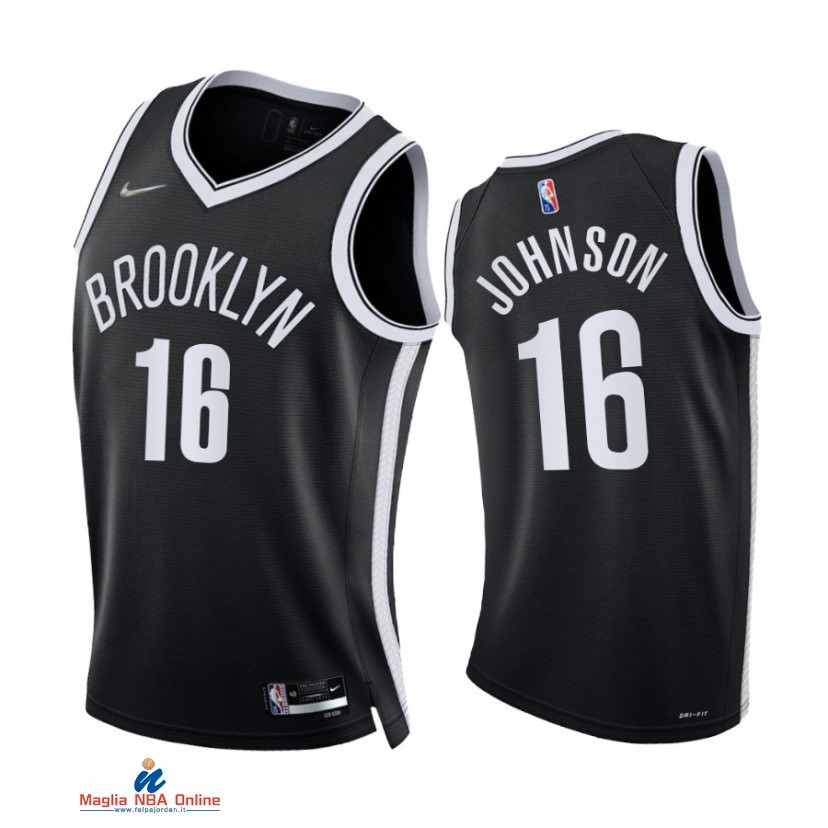 Maglia NBA Nike Brooklyn Nets NO.16 James Johnson 75th Season Diamante Nero Icon 2021-22