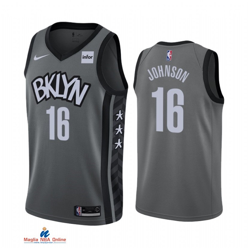 Maglia NBA Nike Brooklyn Nets NO.16 James Johnson Grigio Statement 2021-22