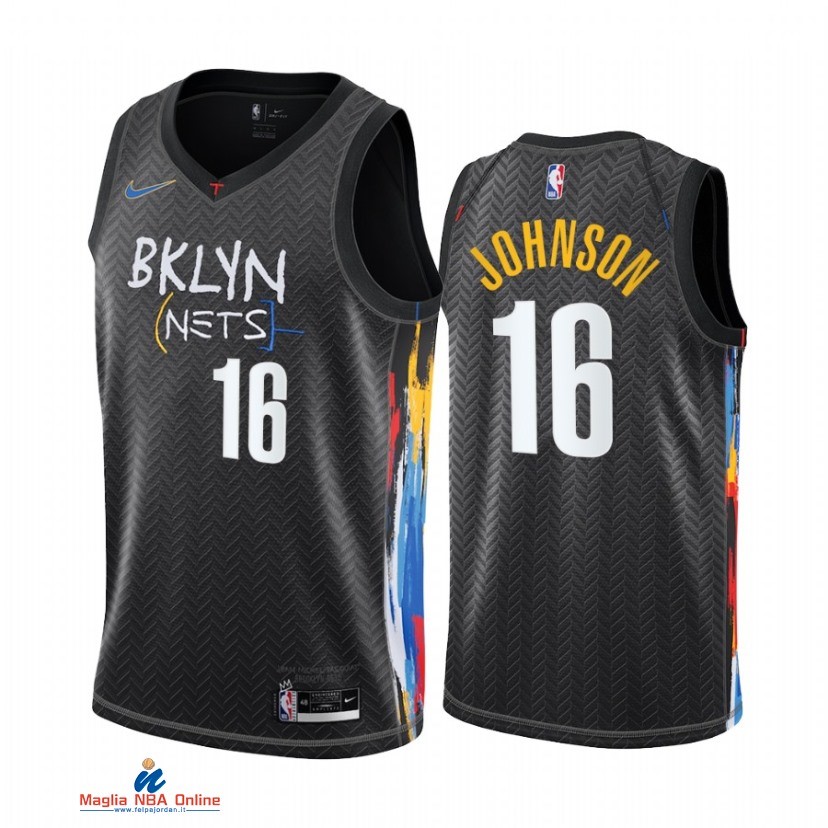 Maglia NBA Nike Brooklyn Nets NO.16 James Johnson Nike Nero Città 2021-22
