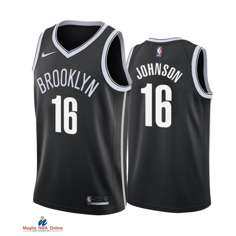 Maglia NBA Nike Brooklyn Nets NO.16 James Johnson Nike Nero Icon 2021-22