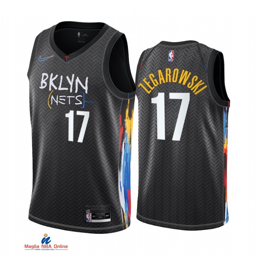 Maglia NBA Nike Brooklyn Nets NO.17 Marcus Zegarowski Nike Nero Città 2021-22