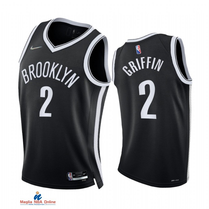 Maglia NBA Nike Brooklyn Nets NO.2 Blake Griffin 75th Season Diamante Nero Icon 2021-22