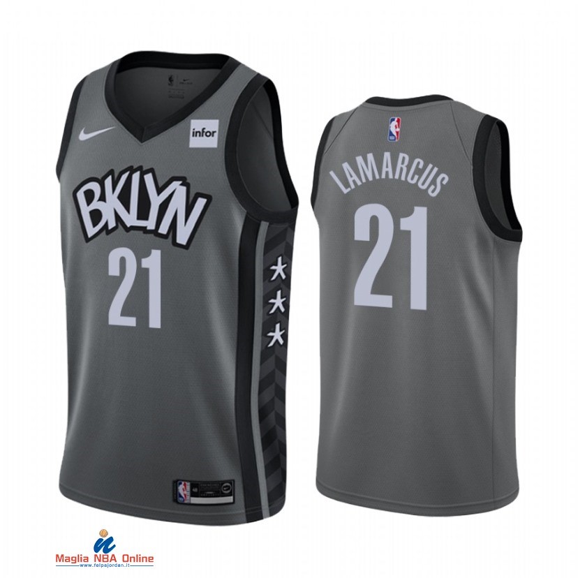 Maglia NBA Nike Brooklyn Nets NO.21 LaMarcus Aldridge Grigio Statement 2021-22