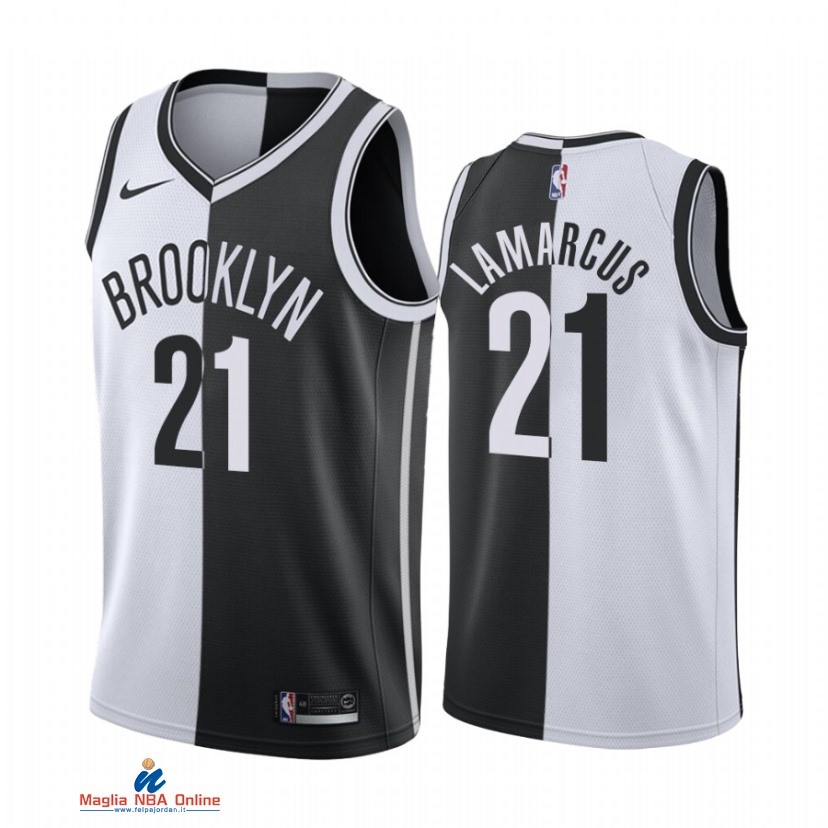 Maglia NBA Nike Brooklyn Nets NO.21 LaMarcus Aldridge Nero Bianco Split Edition 2021