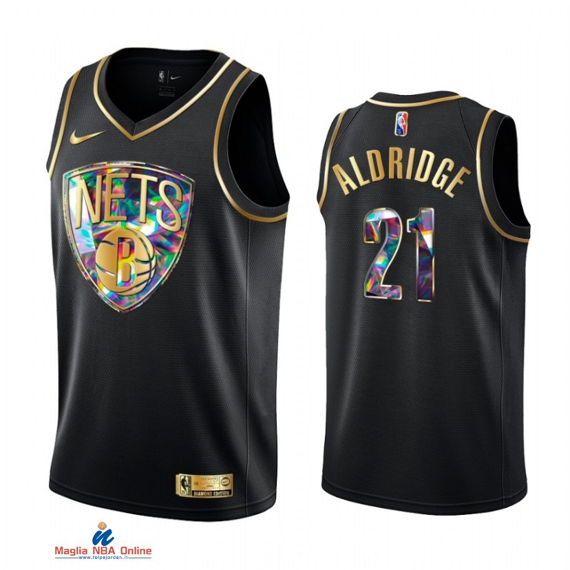 Maglia NBA Nike Brooklyn Nets NO.21 LaMarcus Aldridge Nero Diamante 2021-22