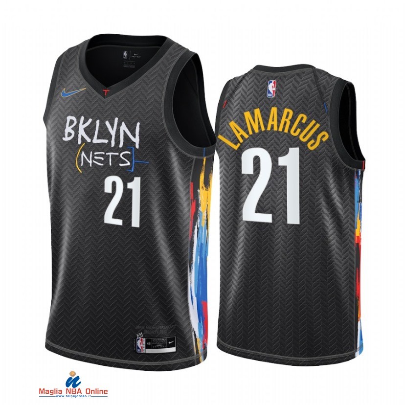 Maglia NBA Nike Brooklyn Nets NO.21 LaMarcus Aldridge Nike Nero Città 2021-22