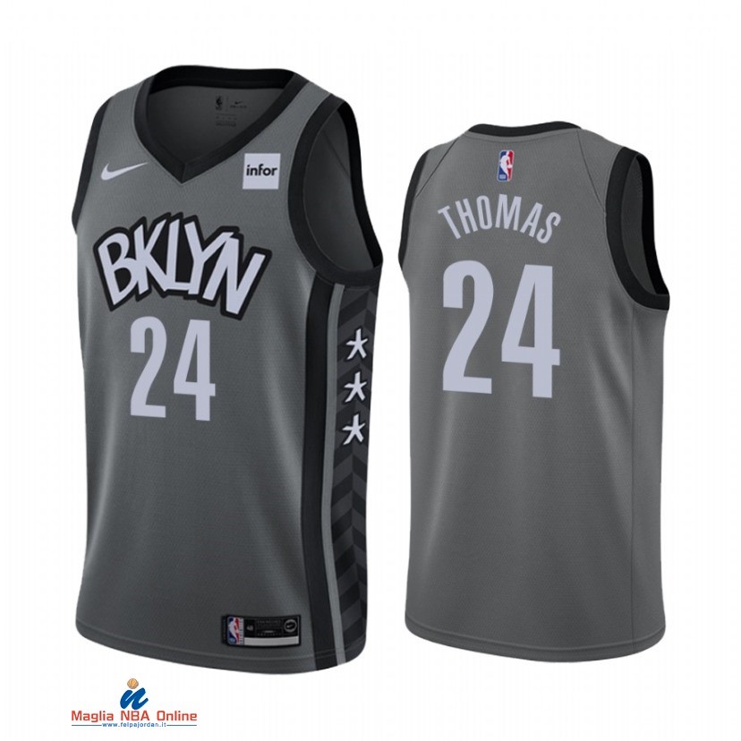 Maglia NBA Nike Brooklyn Nets NO.24 Cameron Thomas Grigio Statement 2021-22
