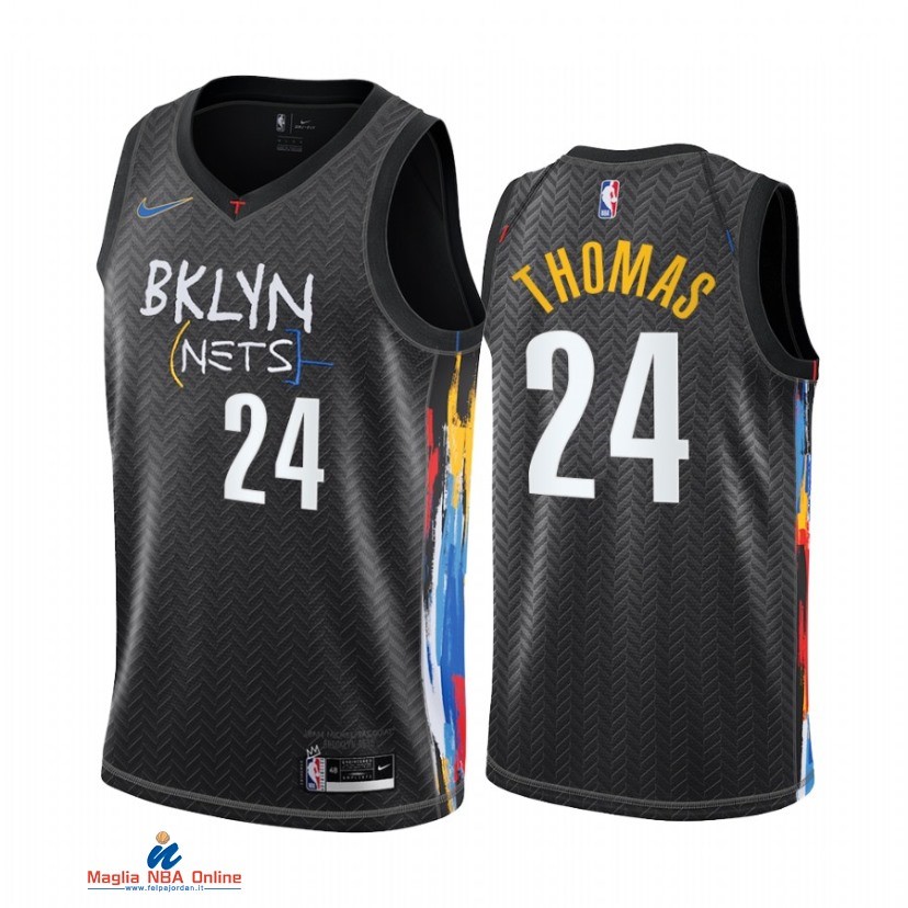 Maglia NBA Nike Brooklyn Nets NO.24 Cameron Thomas Nike Nero Città 2021-22