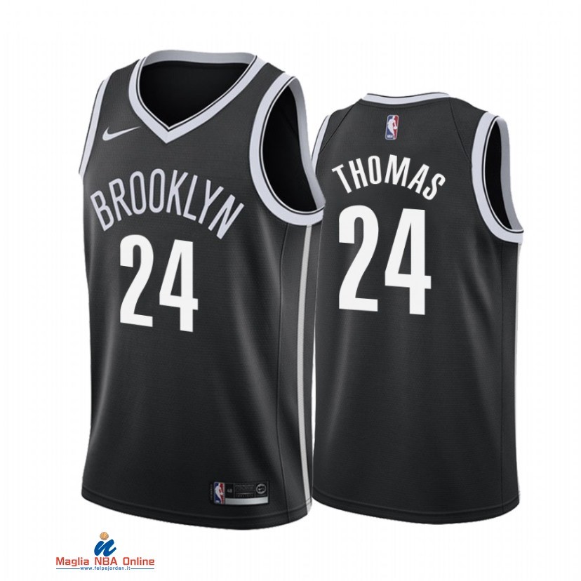 Maglia NBA Nike Brooklyn Nets NO.24 Cameron Thomas Nike Nero Icon 2021-22