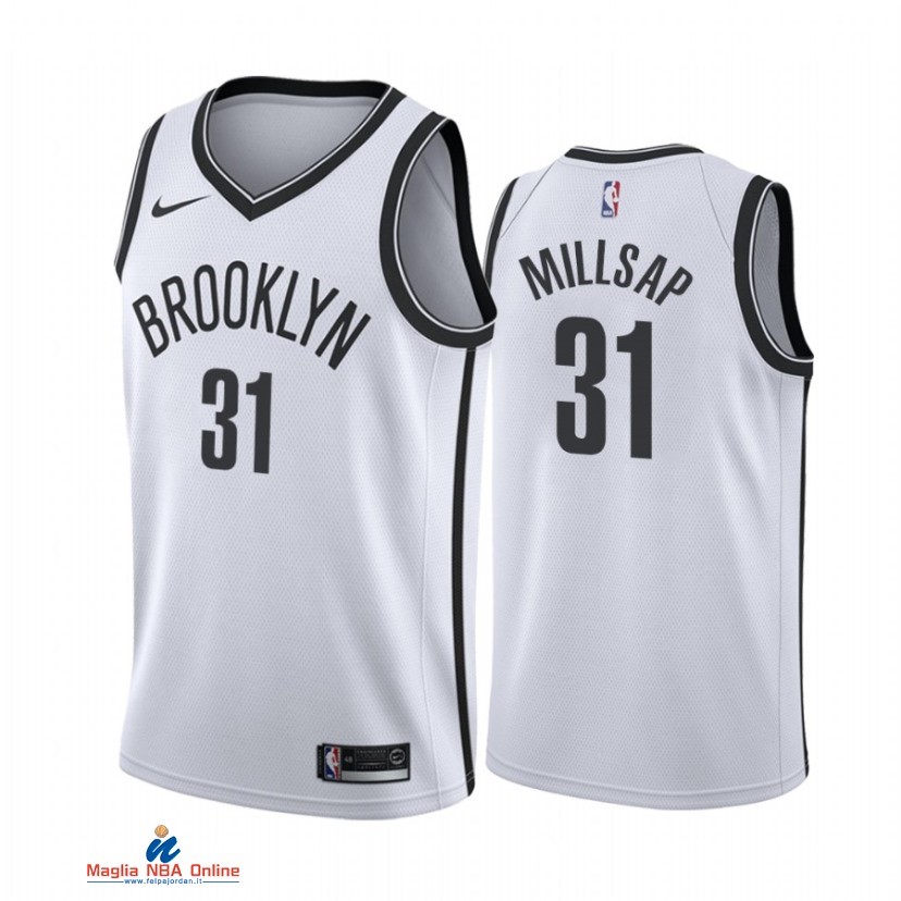 Maglia NBA Nike Brooklyn Nets NO.31 Paul Millsap Nike Bianco Association 2021-22