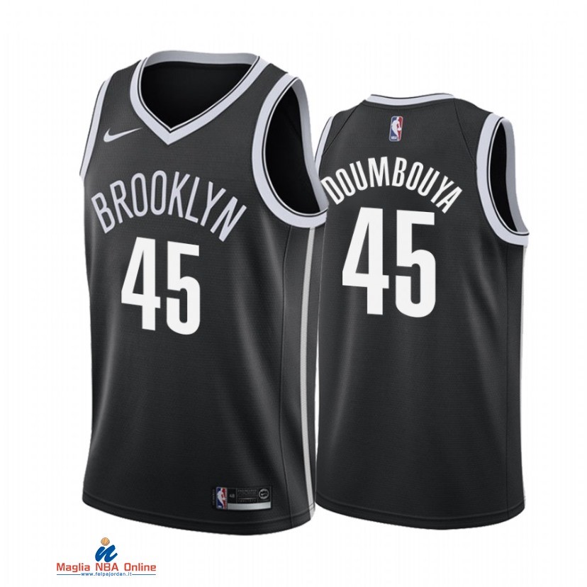Maglia NBA Nike Brooklyn Nets NO.45 Sekou Doumbouya Nike Nero Icon 2021-22