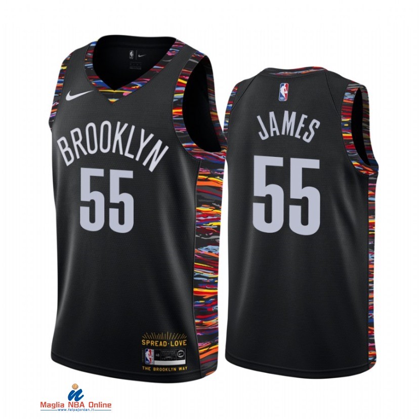 Maglia NBA Nike Brooklyn Nets NO.55 Mike James Nike Nero Città 2021