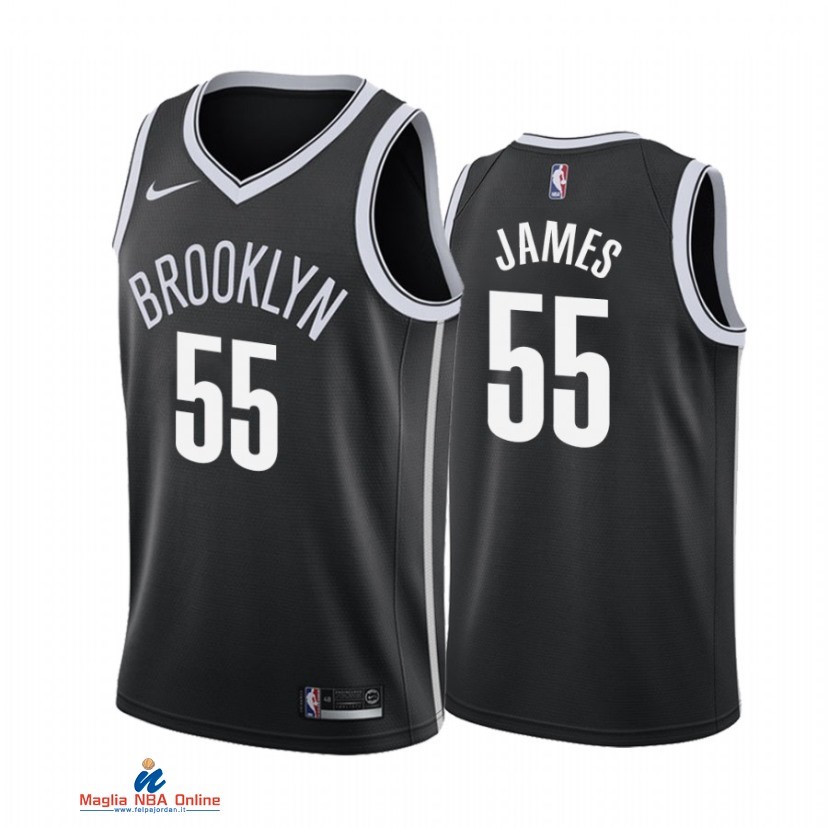 Maglia NBA Nike Brooklyn Nets NO.55 Mike James Nike Nero Icon 2021-22