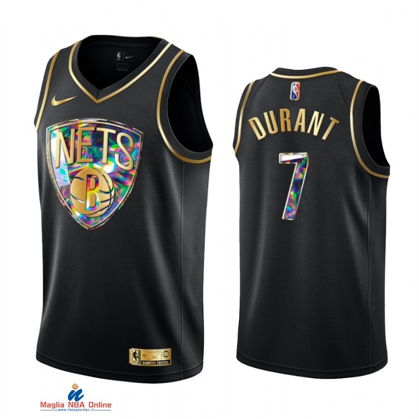 Maglia NBA Nike Brooklyn Nets NO.7 Kevin Durant Nero Diamante 2021-22