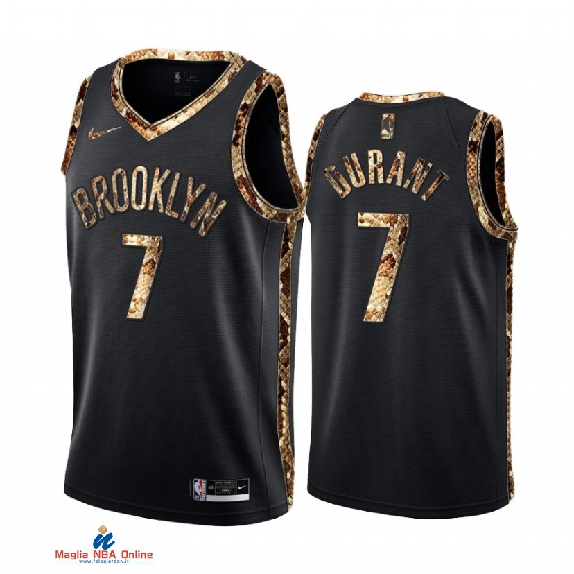 Maglia NBA Nike Brooklyn Nets NO.7 Kevin Durant Piel De Pitón Nero 2021-22