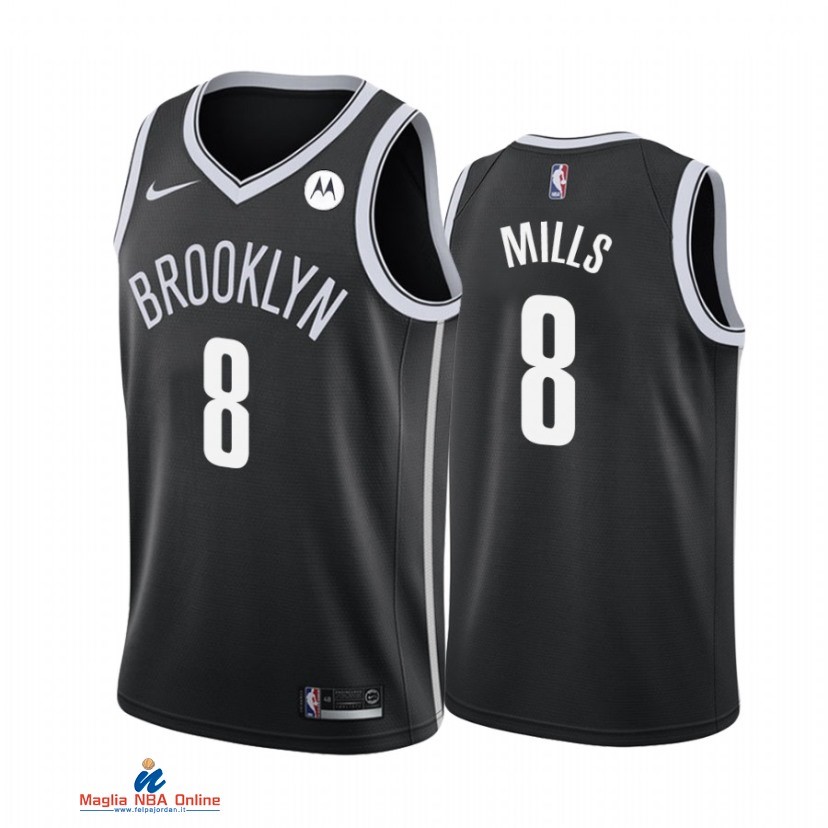 Maglia NBA Nike Brooklyn Nets NO.8 Patty Mills Nero Icon 2021-22