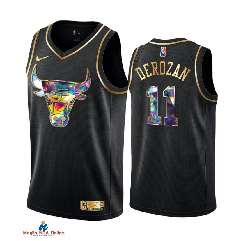 Maglia NBA Nike Chicago Bulls NO.11 DeMar DeRozan Nero Diamante 2021-22