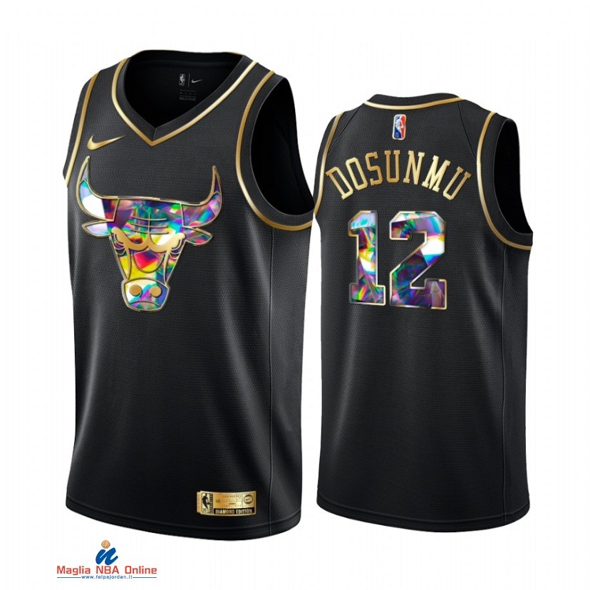 Maglia NBA Nike Chicago Bulls NO.12 Ayo Dosunmu Nero Diamante 2021-22