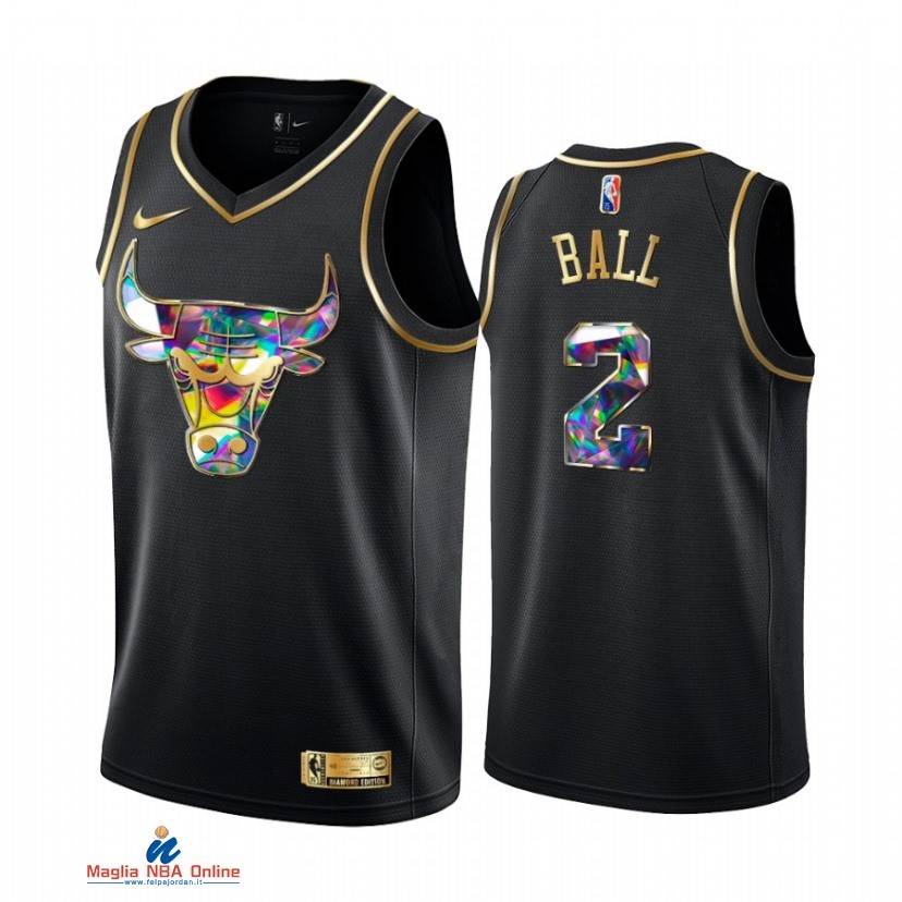 Maglia NBA Nike Chicago Bulls NO.2 Lonzo Ball Nero Diamante 2021-22