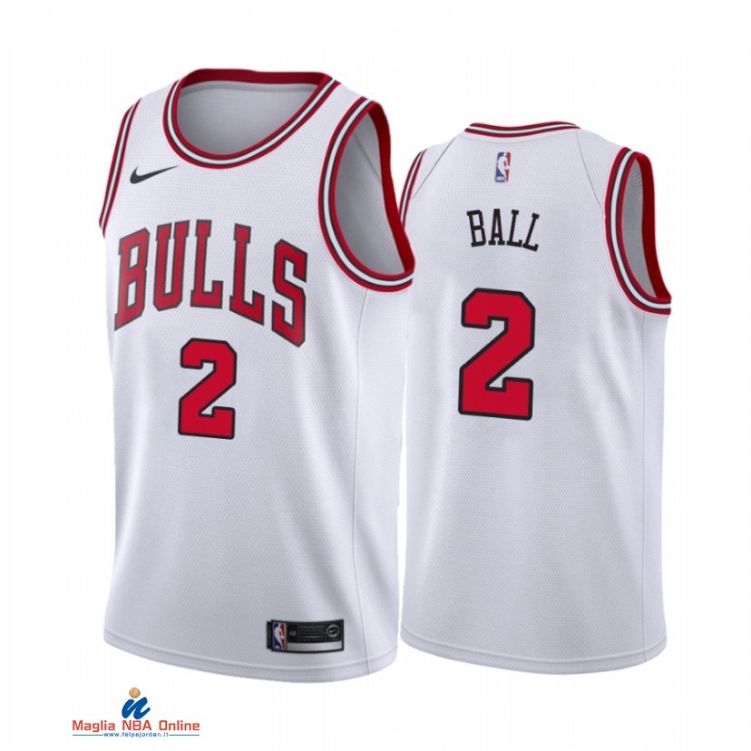Maglia NBA Nike Chicago Bulls NO.2 Lonzo Ball Nike Bianco Association 2021-22