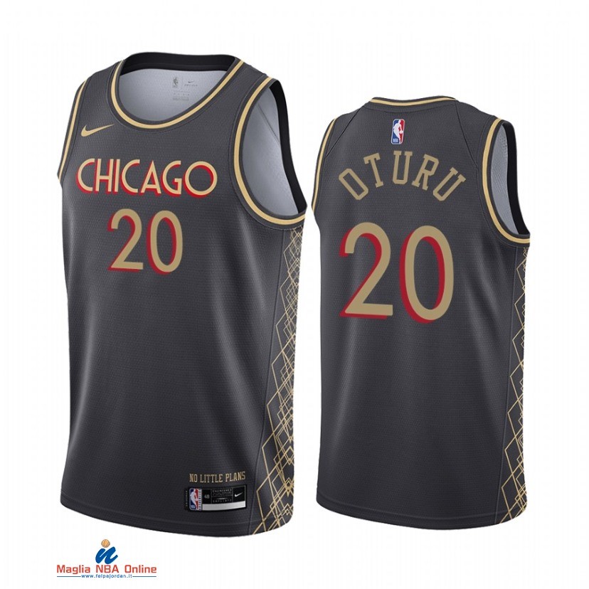 Maglia NBA Nike Chicago Bulls NO.20 Daniel Oturu Nike Nero Città 2021-22
