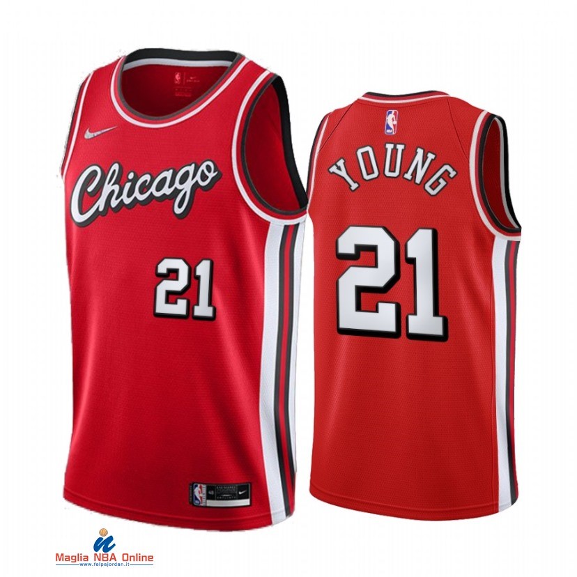 Maglia NBA Nike Chicago Bulls NO.21 Thaddeus Young Nike Rosso Città 2021-22