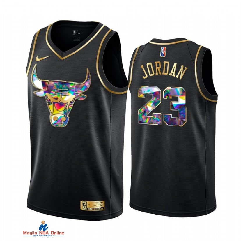 Maglia NBA Nike Chicago Bulls NO.23 Michael Jordan Nero Diamante 2021-22