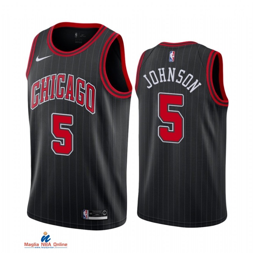 Maglia NBA Nike Chicago Bulls NO.5 Stanley Johnson Nike Nero Statement 2021-22