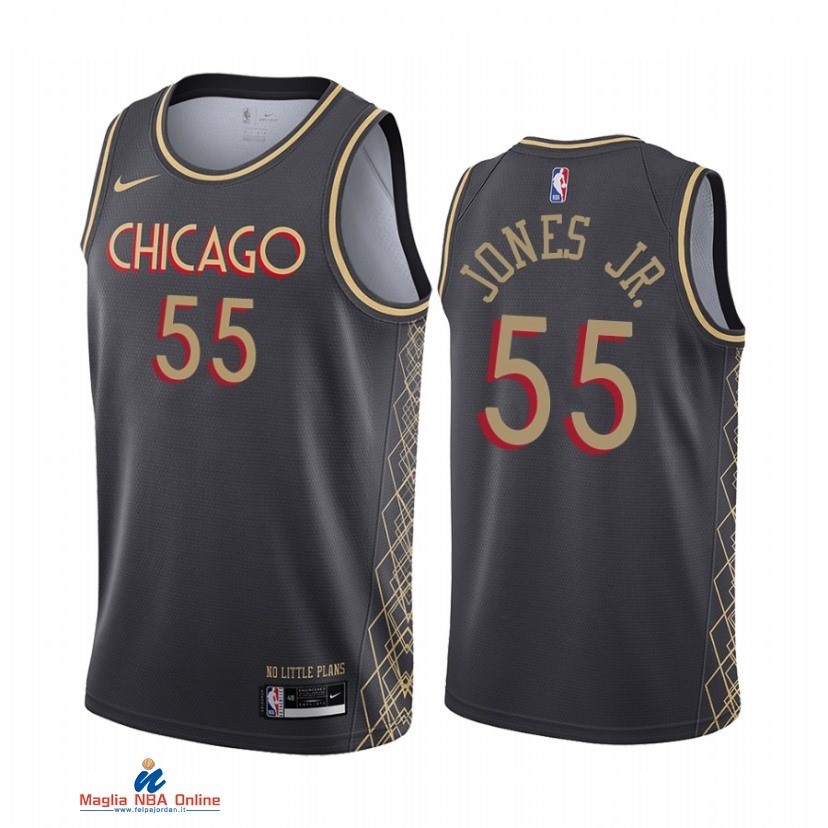 Maglia NBA Nike Chicago Bulls NO.55 Derrick Jones Jr. Nike Nero Città 2021-22