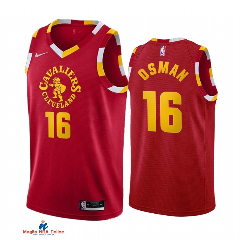 Maglia NBA Nike Cleveland Cavaliers NO.16 Cedi Osman Rosso Città 2021-22