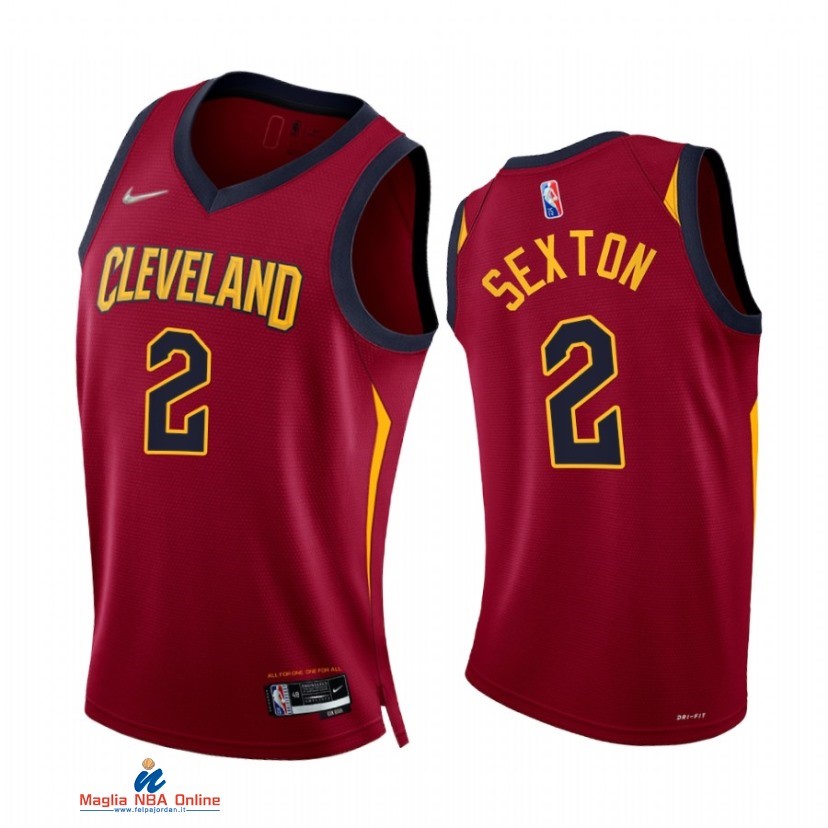 Maglia NBA Nike Cleveland Cavaliers NO.2 Collin Sexton 75th Season Diamante Rosso Icon 2021-22