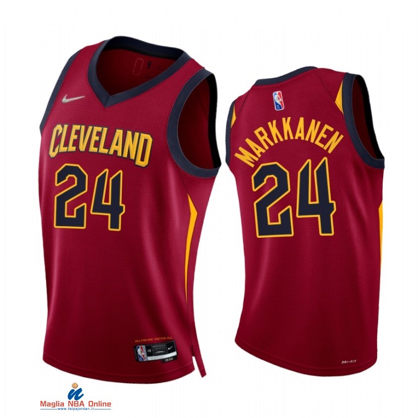Maglia NBA Nike Cleveland Cavaliers NO.24 Lauri Markkanen 75th Season Diamante Rosso Icon 2021-22
