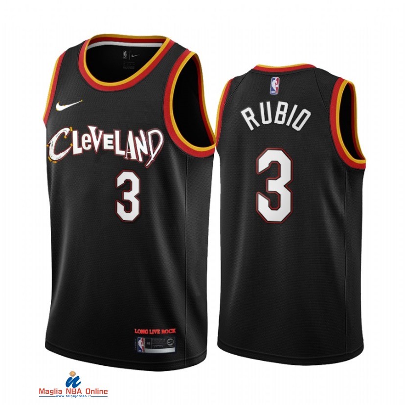 Maglia NBA Nike Cleveland Cavaliers NO.3 Ricky Rubio Nike Nero Città 2021