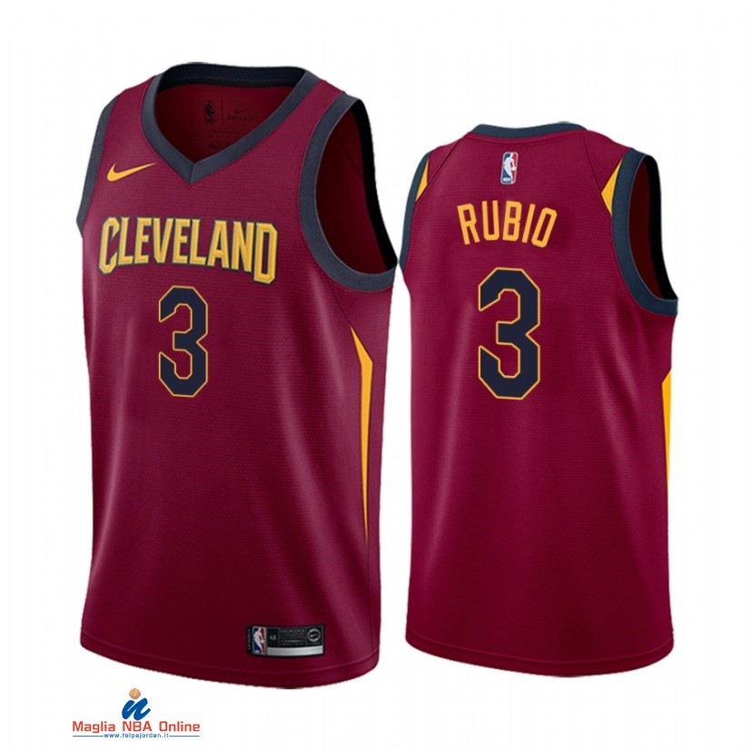 Maglia NBA Nike Cleveland Cavaliers NO.3 Ricky Rubio Nike Rosso Icon 2021