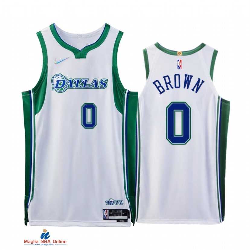 Maglia NBA Nike Dallas Mavericks NO.0 Sterling Brown 75th Bianco Città 2021-22