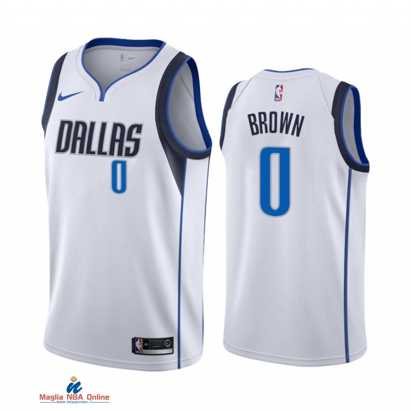 Maglia NBA Nike Dallas Mavericks NO.0 Sterling Brown Bianco Association 2021-22