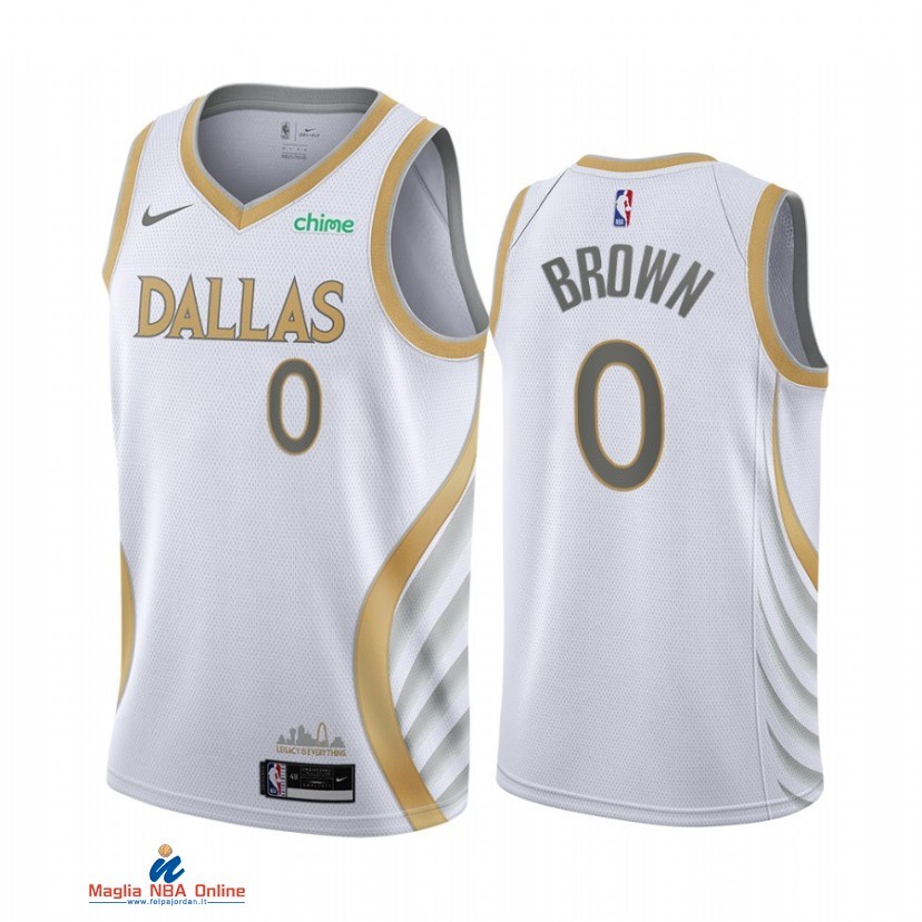 Maglia NBA Nike Dallas Mavericks NO.0 Sterling Brown Bianco Città 2021