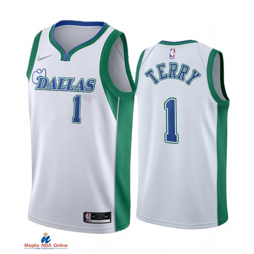 Maglia NBA Nike Dallas Mavericks NO.1 Tyrell Terry Nike Bianco Città 2021-22