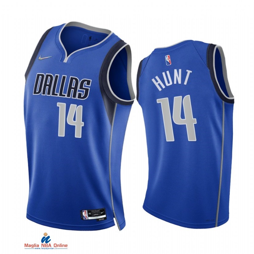 Maglia NBA Nike Dallas Mavericks NO.14 Feron Hunt 75th Season Diamante Blu Icon 2021-22