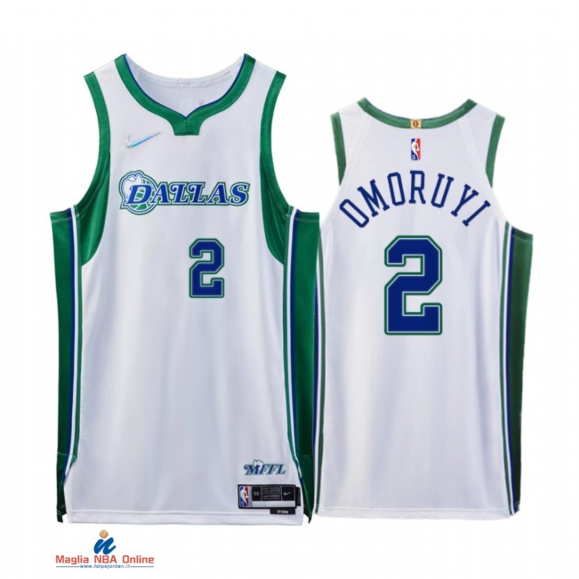 Maglia NBA Nike Dallas Mavericks NO.2 Eugene Omoruyi 75th Bianco Città 2021-22