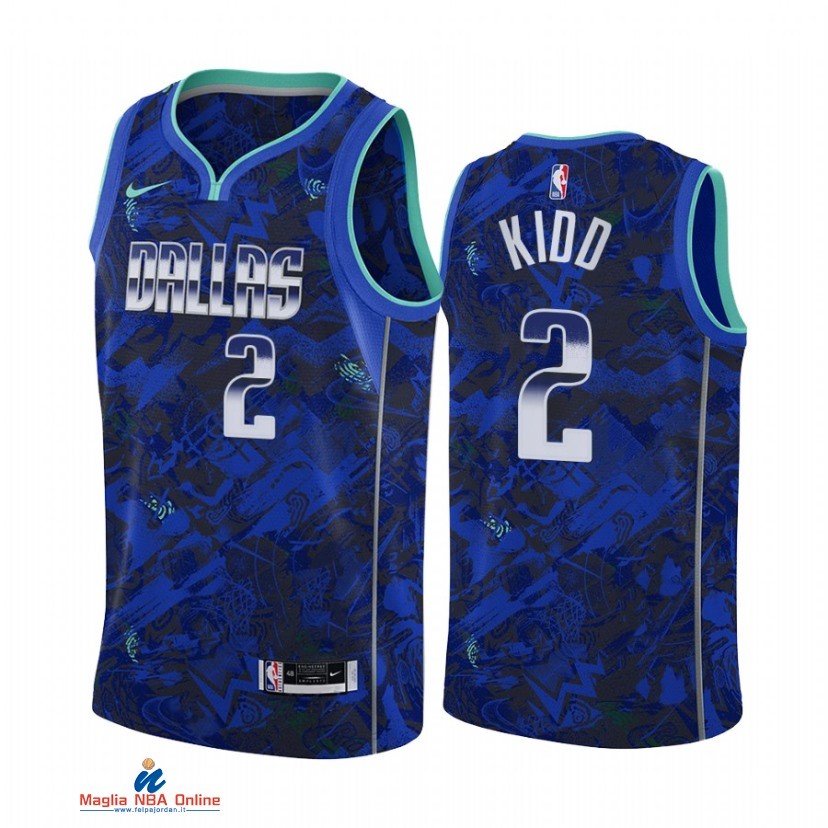 Maglia NBA Nike Dallas Mavericks NO.2 Jason Kidd Select Series Blu Camouflage 2021