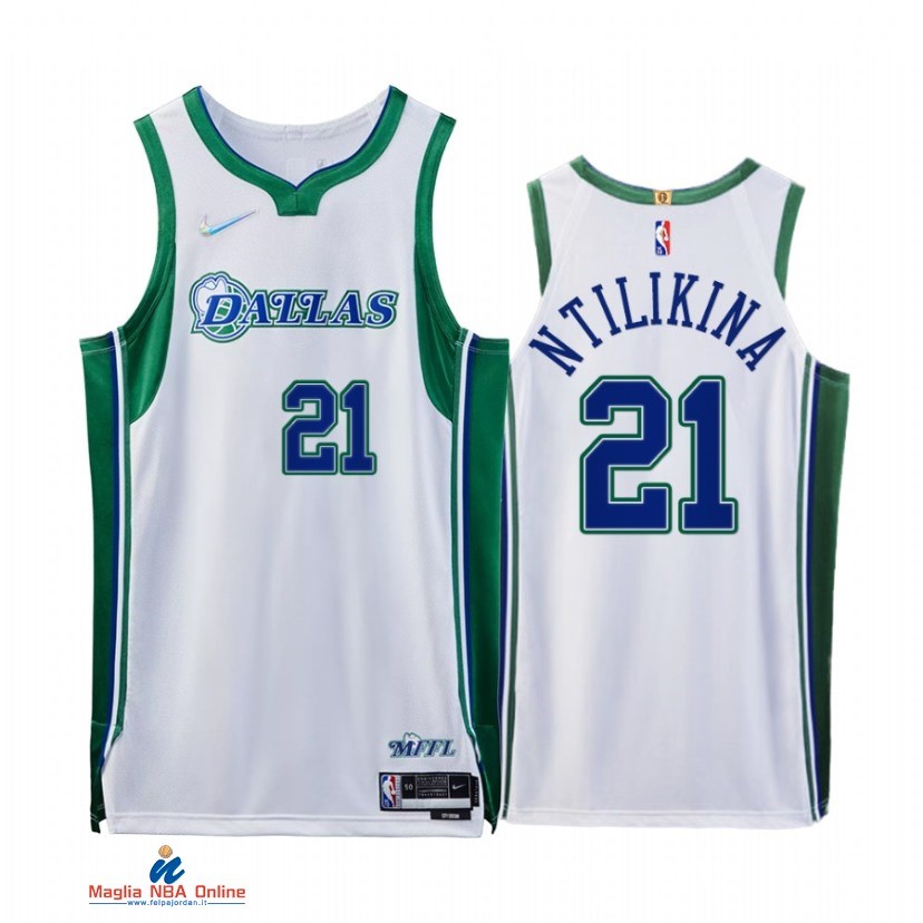 Maglia NBA Nike Dallas Mavericks NO.21 Frank Ntilikina 75th Bianco Città 2021-22