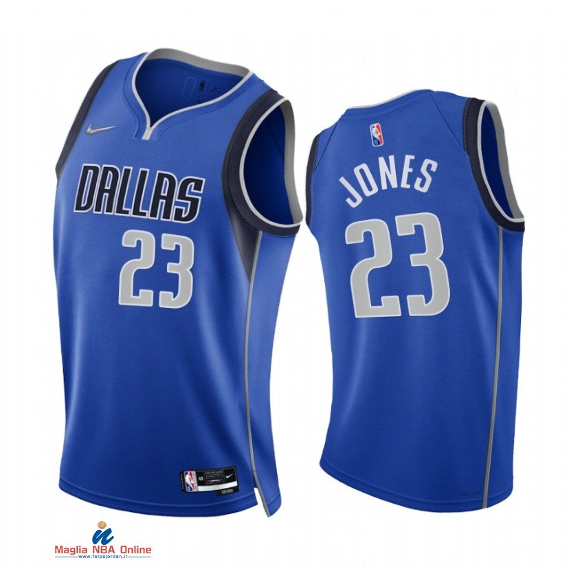 Maglia NBA Nike Dallas Mavericks NO.23 Carlik Jones 75th Season Diamante Blu Icon 2021-22