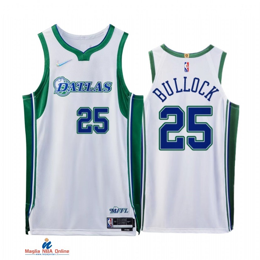 Maglia NBA Nike Dallas Mavericks NO.25 Reggie Bullock 75th Bianco Città 2021-22